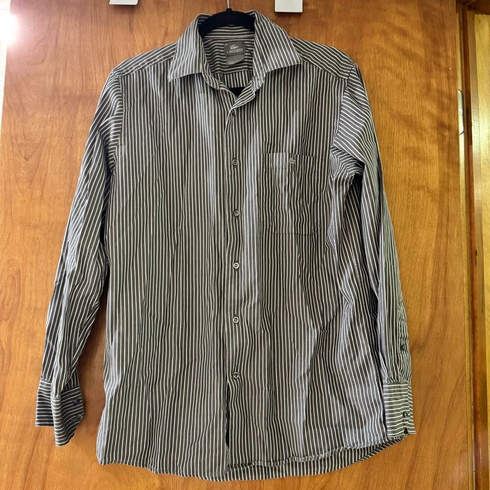 Lacoste Striped Dress Shirt Men’s Size 40 Long Sleeve Button Down Cotton